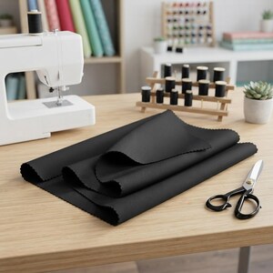 Black Neoprene Scuba Fabric, 58-Inch Stretch Polyester Spandex for Apparel