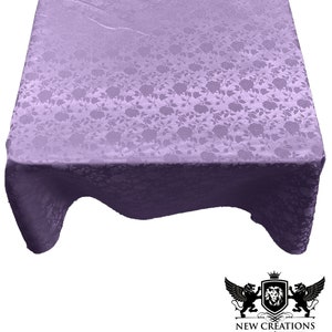 Lavender Square Tablecloth Roses Jacquard Satin Overlay for Small Coffee Table Seamless.