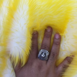 Yellow/ivory deluxe cotton candy design-shaggy faux fun fur-2 tone super soft faux fur- sold by the yard-