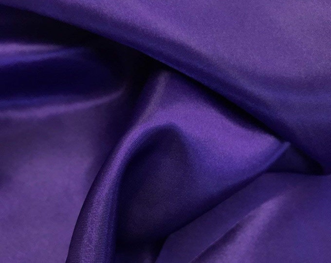 Purple 95 Percent  Polyester 5% Spandex, 58 Inches Wide Matte Stretch L'Amour Satin Fabric, Sold By The Yard.
