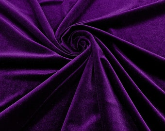 Jawel Purple 60" Wide 90% Polyester 10 percent Spandex Stretch Velvet Fabric for Sewing Apparel Costumes Craft, Sold By The Yard.