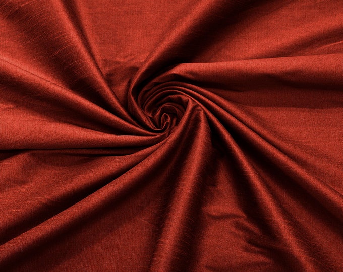 Cherry Red Polyester Dupioni Faux Silk Fabric/ 55” Wide/Wedding Fabric/Home Decor.