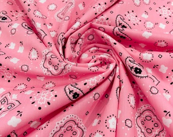 Rosa 58/59 "breiter 65% Polyester 35 Prozent Baumwolle Bandana Print Fabric, gut für Gesichtsmaskenabdeckungen, Kleidung / Kostüm / Quilting-Stoff