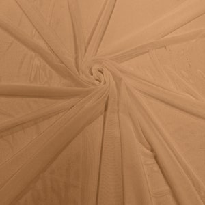 Camel 58/60&quot; Wide Solid Stretch Power Mesh Fabric Spandex/ Sheer See-Though/Sold By The Yard. New Colors