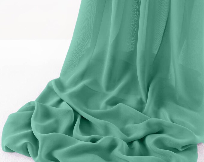 Jade Chelsea Wool Dobby Chiffon Fabric/58" Wide Sheer Fabric/Solid Color Draping Fabric for Wedding Party Easter Backdrop.