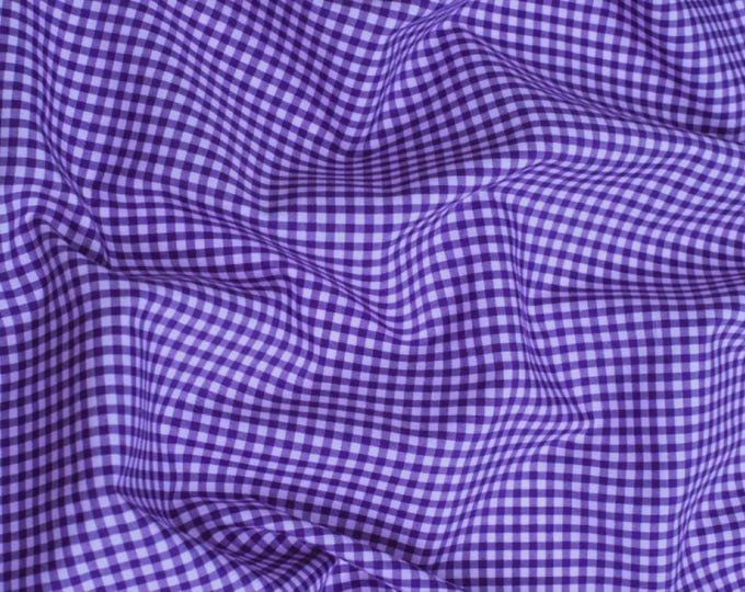 Purple Gingham 1/8" Checkered Poly Cotton 58" Wide Fabric- Sold by the yard