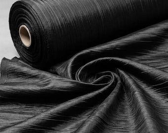 Black Crushed Taffeta Fabric| 54" Wide| Tablecloth| Wedding Dresses| Decorative Apparel