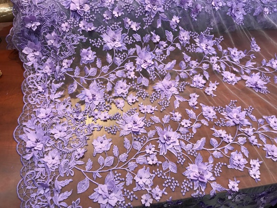 Pinkoz women designer layered cascading violet floral embroideried