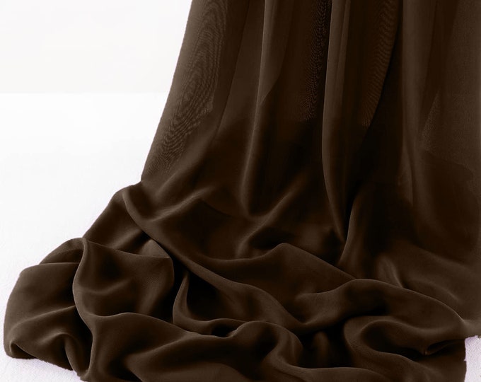 Brown Chelsea Wool Dobby Chiffon Fabric/58" Wide Sheer Fabric/Solid Color Draping Fabric for Wedding Party Easter Backdrop.
