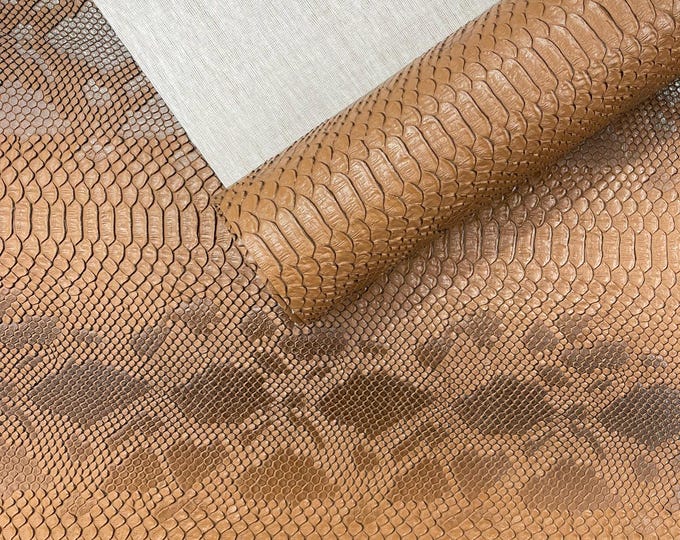 Light Brown Viper Snake Skin Texture Faux Leather Fabric| 54" Wide| Upholstery| Bags.