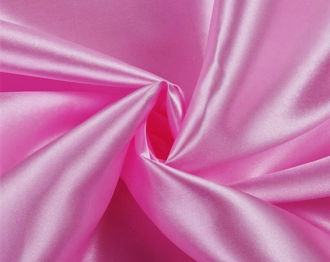 Candy Pink Charmeuse Bridal Solid Satin Fabric for Wedding Dress Fashion Crafts Costumes Decorations Silky Satin 58” Wide Sold By The Yard.