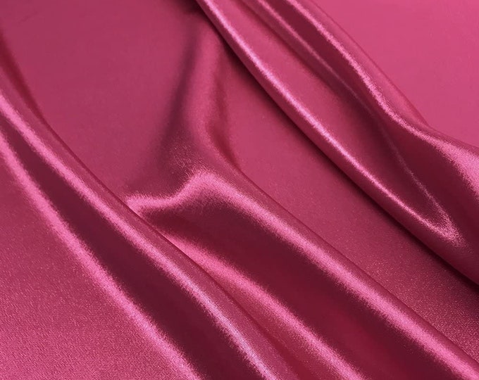 Fuchsia Crepe Back Satin Bridal Fabric Draper-Prom-wedding-nightgown- Soft 58"-60" Inches Sold by The Yard.