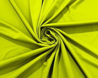 Neon Yellow Milliskin Nylon Spandex Stretch Dull Tricot Medium Weight Fabric for Apparel/4 Way Fabric/Swimwear/Activewear/Sportswear/Costume