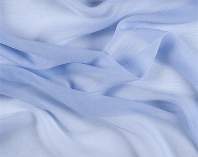 Sky Blue 58/60" Wide 100% Polyester Soft Light Weight, Sheer, See Through Chiffon Fabric Sold By The Yard.