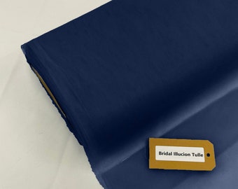 Navy Blue - Bridal Illusion Tulle 108"Wide Polyester Premium Tulle Fabric Bolt.