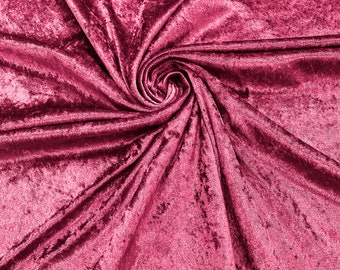 Fuchsia 59" Wide Crushed Stretch Panne Velvet Velour Fabric Sold By The Yard.