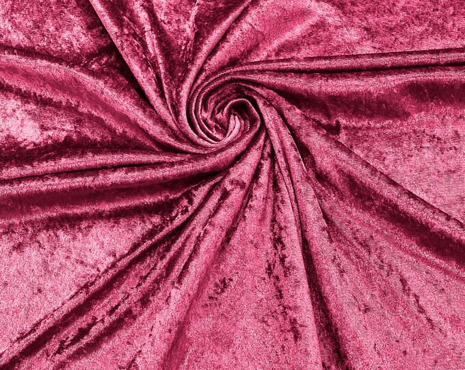 Fuchsia 59" Wide Crushed Stretch Panne Velvet Velour Fabric Sold By The Yard.