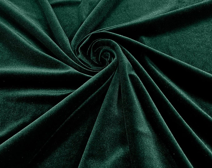 Hunter Green 60" Wide 90% Polyester 10 percent Spandex Stretch Velvet Fabric for Sewing Apparel Costumes Craft, Sold By The Yard.