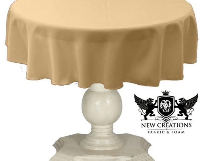 Light Gold Tablecloth Solid Dull Bridal Satin Overlay for Small Coffee Table Seamless.