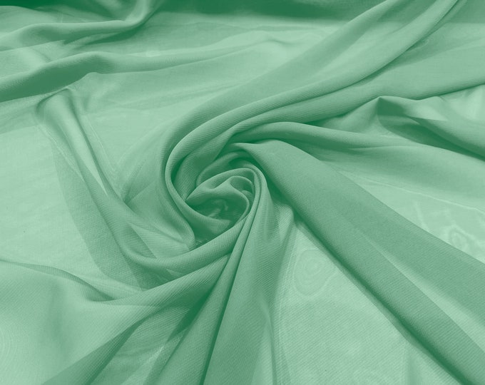 Mint Green 5 Yards 60" Wide Sheer Fabric Chiffon Fabric by The Yard Continuous Solid Color Draping Fabric for Wedding Party Easter Backdrop