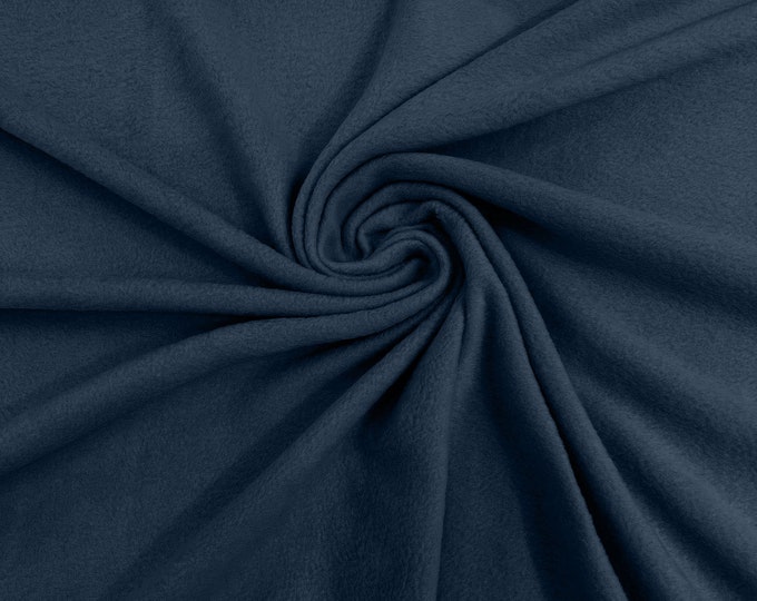 Coppen Blue Solid Polar Fleece Fabric Anti-Pill 58" Wide Sold by The Yard.