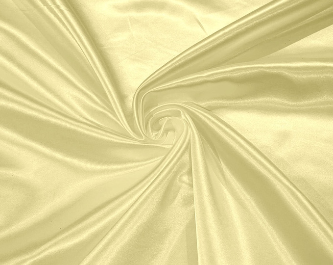 Light Yellow Heavy Shiny Bridal Satin Fabric for Wedding Dress, 60" inches wide sold by The Yard. New Colors