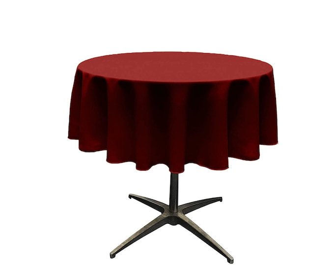 Cherry Red - Solid Round Polyester Poplin Tablecloth Seamless.