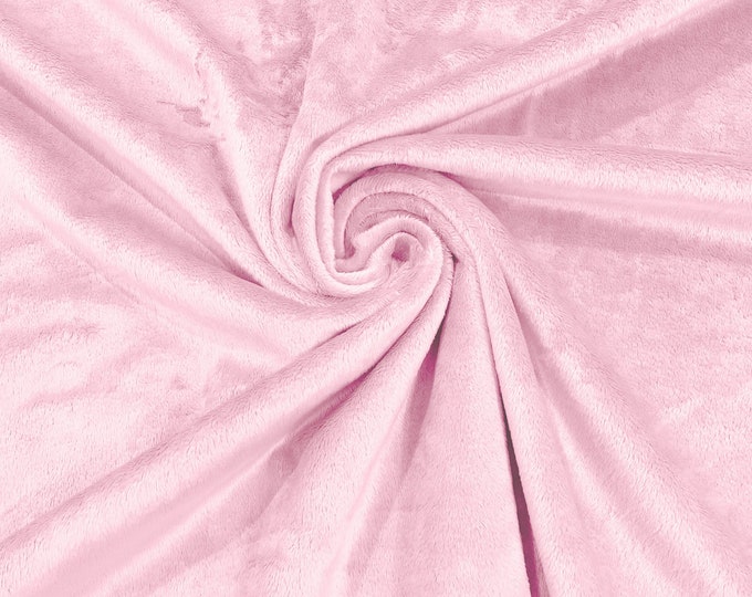 Light Pink Solid Smooth Minky Fabric for Quilting, Blankets, Baby & Pet Accessories, Pillows, Throws, Clothes, Stuffed Toys, Costume.