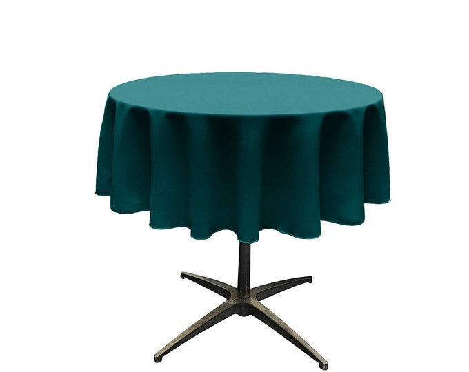 Teal - Solid Round Polyester Poplin Tablecloth Seamless.