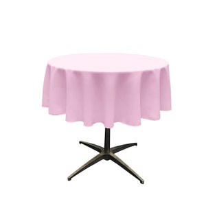 Pink - Solid Round Polyester Poplin Tablecloth Seamless.