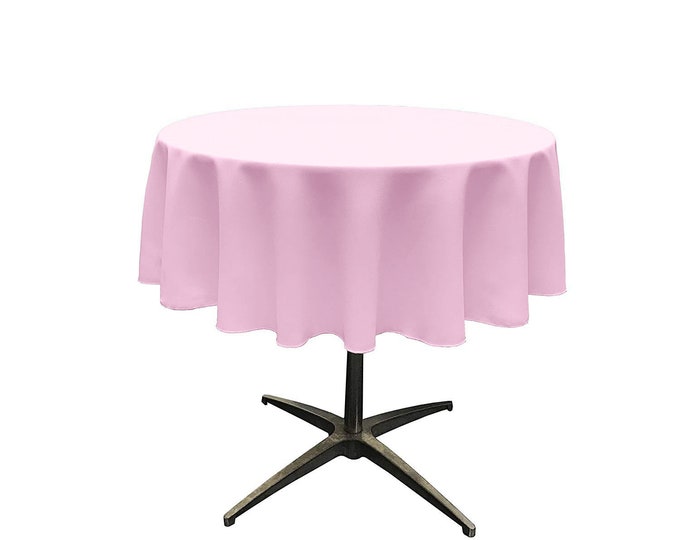 Pink - Solid Round Polyester Poplin Tablecloth Seamless.