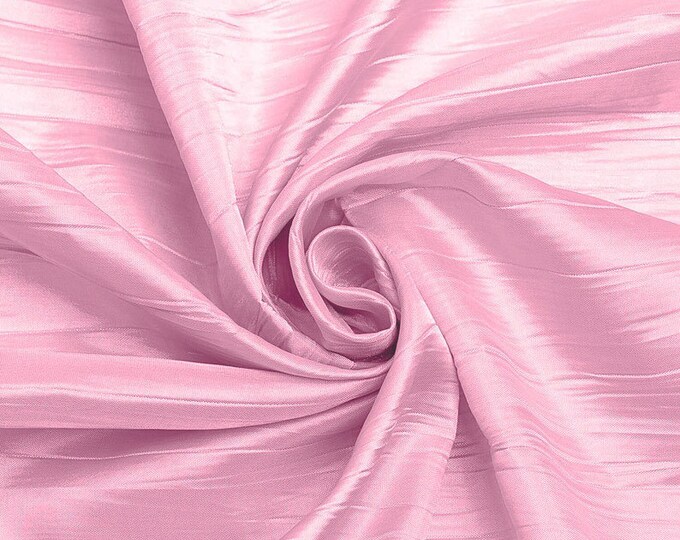 Light Pink - Crushed Taffeta Fabric - 54" Width - Creased Clothing Decorations Crafts - Sold By The Yard