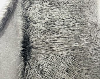 Long Pile Fur Fabric, Charcoal Faux Fur for Cosplay Costumes, 58" Wide