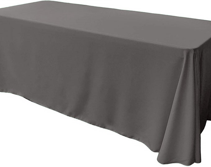 Medium Grey - Rectangular Polyester Poplin Tablecloth Floor Length / Party supply