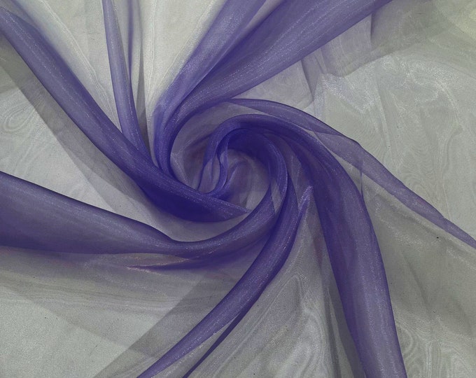 Purple 58/60" Wide 100% Polyester Soft Light Weight, Sheer, See Through Crystal Organza Fabric/Cosplay Costumes, Skirts.