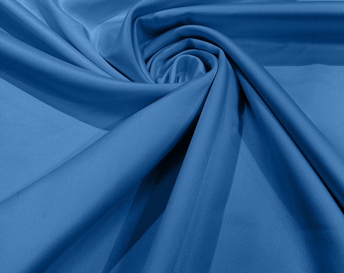 Coppen Blue Matte Stretch Lamour Satin Fabric 58" Wide/Sold By The Yard. New Colors