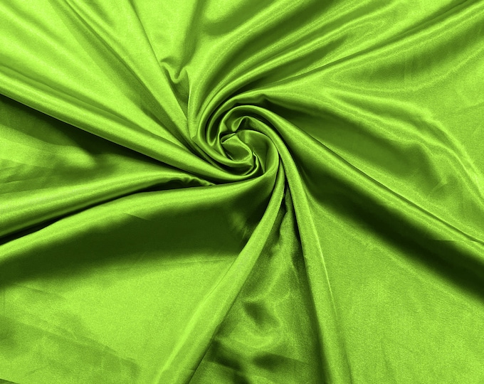 Lime Green Light Weight Silky Stretch Charmeuse Satin Fabric/60" Wide/Cosplay.