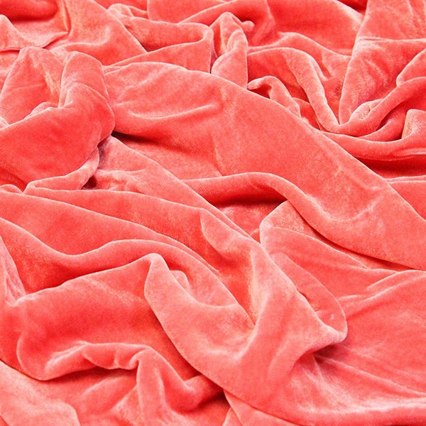 Coral Velvet Fabric Etsy