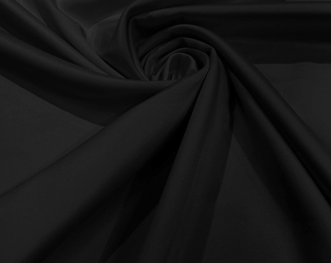 Black Matte Stretch Lamour Satin Fabric 58" Wide/Sold By The Yard. New Colors