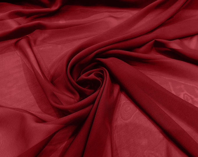 Cranberry 58/60" Wide 100% Polyester Soft Light Weight, Sheer, See Through Chiffon Fabric/ Bridal Apparel | Dresses | Costumes/ Backdrop