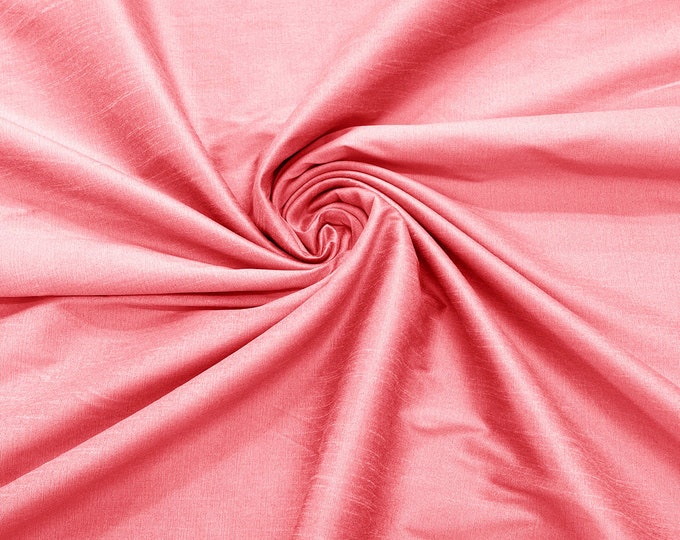 Neon Coral Polyester Dupioni Faux Silk Fabric/ 55” Wide/Wedding Fabric/Home Decor.