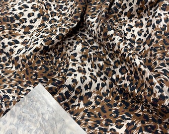 Marron/havane/noir imprimé léopard, imprimé animal 100 % coton couette, tissu par mètre