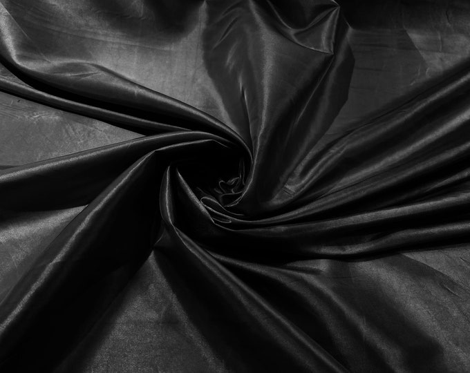 Solid Taffeta Fabric/ Taffeta Fabric By the Yard/ Apparel, Costume, Dress, Cosplay, Wedding. Black