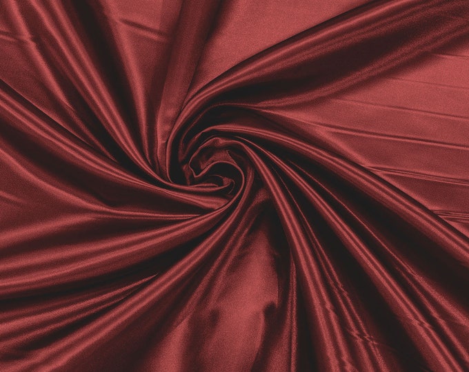 Burgundy Heavy Shiny Bridal Satin Fabric for Wedding Dress, 60" inches wide sold by The Yard. New Colors