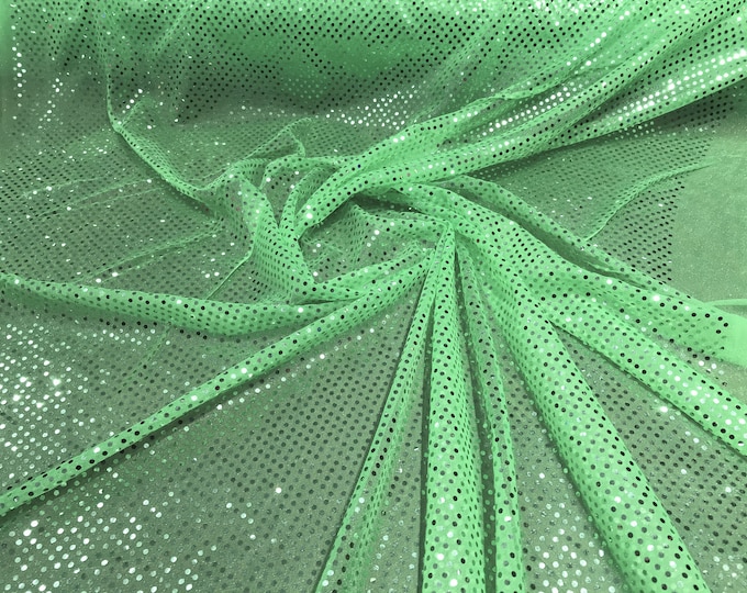 Lime Green 44/45" Wide Faux Sequin Light weight Knit Fabric Shiny Dot Confetti for Sewing Costumes Apparel Crafts Sold by The Yard.