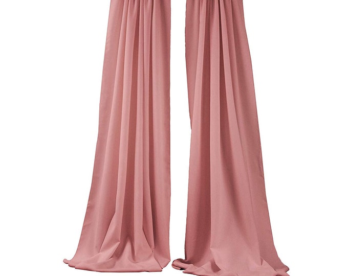 Dusty Rose 2 Panels Backdrop Drape, All Sizes Available in Polyester Poplin, Party Supplies Curtains.