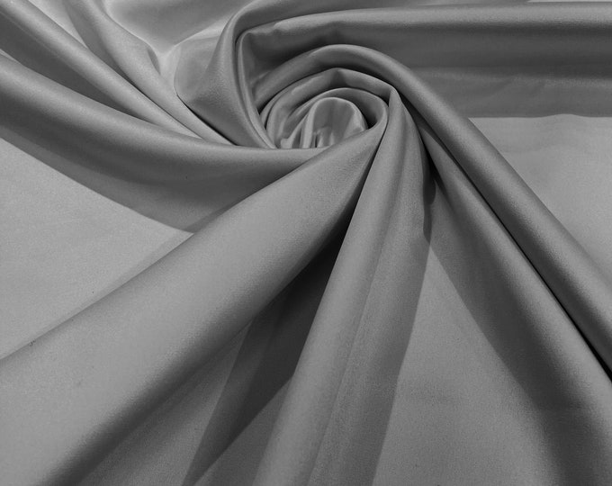 Grey Matte Stretch Lamour Satin Fabric 58" Wide/Sold By The Yard. New Colors