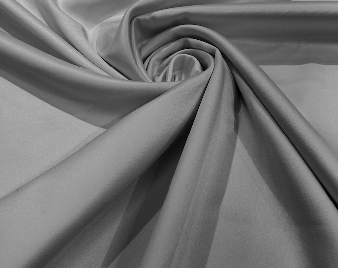 Grey Matte Stretch Lamour Satin Fabric 58" Wide/Sold By The Yard. New Colors