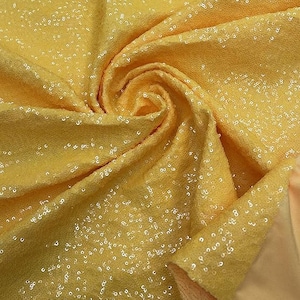 Yellow - Mini Glitz Sequins on a 4 Way Stretch Spandex Fabric- Sold by The Yard.
