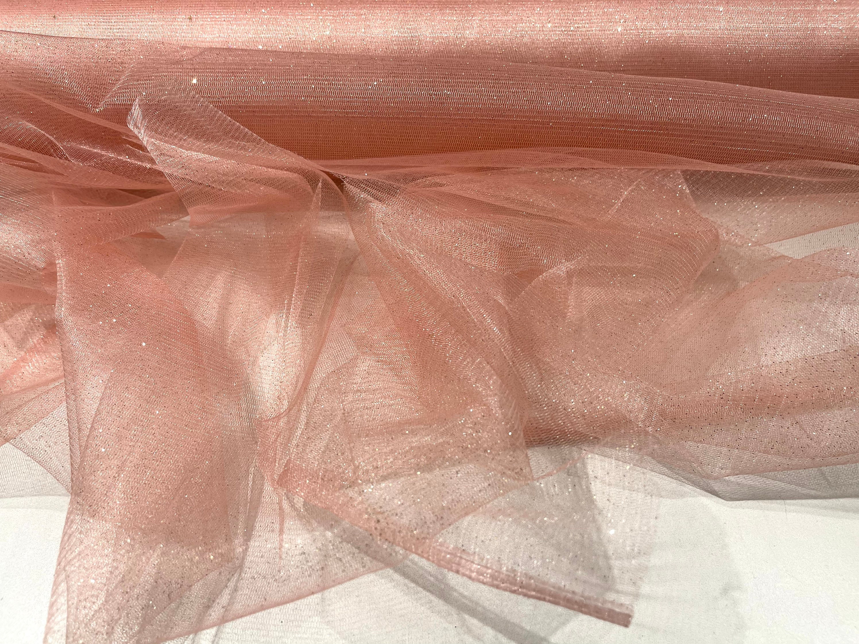 Rose Gold sparkle tulle glitter fabric shimmer/ tulle glitter for dresses/  mesh glitter fabric/ costume fabric/ wholesale